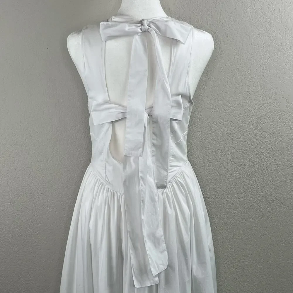 Cinq A Sept White Benita Double Bow Back Sleeveless Crewneck Midi Dress 2 NWOT - Picture 9 of 16